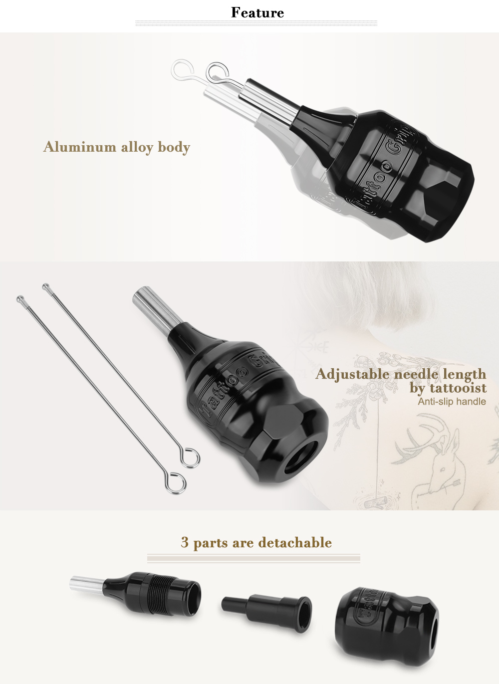 Exquisite Space Aluminum Tattoo Machine Gun Accessories Handle Grip