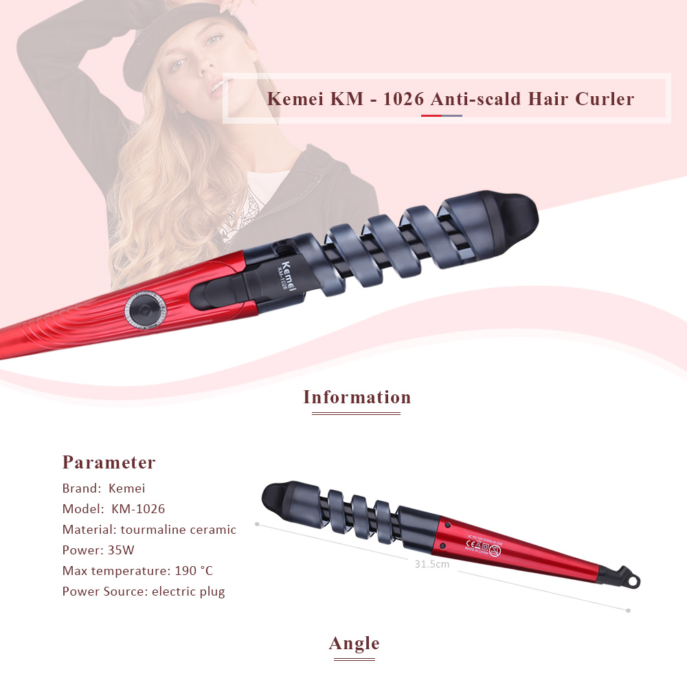 KM - 1026 Anti-scald Spiral Style Crimping Iron Hair Curler Perm Roller