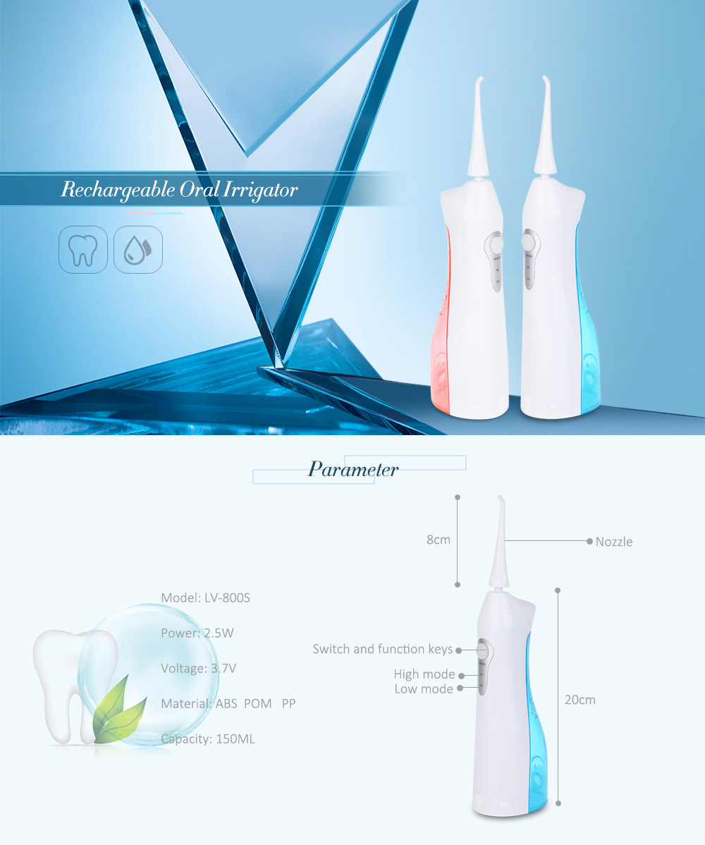 LV - 800S Portable Professional Rechargeable Oral Irrigator Teeth Electric Water Spa