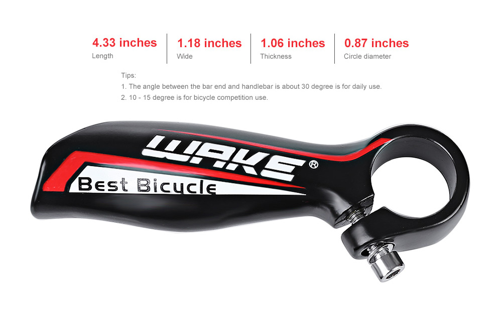 WAKE Paired Aluminum Alloy Bicycle MTB Bike Handlebar Bar End with Rubber Lock-on Cover