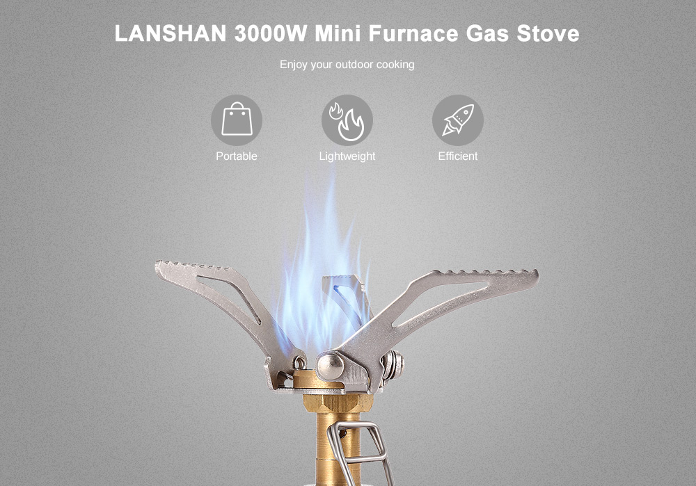 LANSHAN GR - 9 3000W Outdoor Mini Portable Foldable Burner Survival Furnace Gas Stove for Camping Picnic Cooking