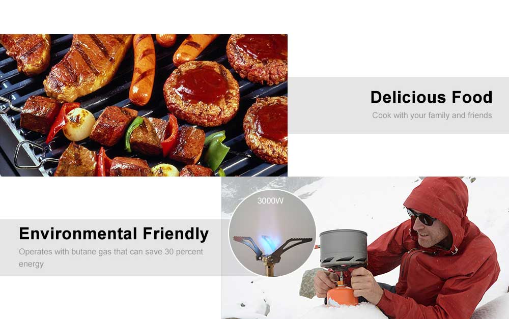 LANSHAN GR - 9 3000W Outdoor Mini Portable Foldable Burner Survival Furnace Gas Stove for Camping Picnic Cooking