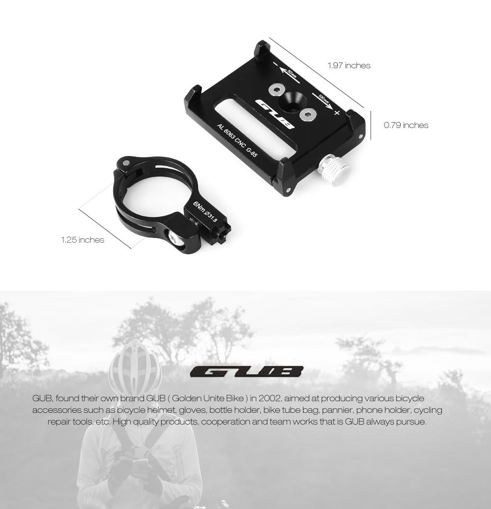 GUB G - 85 Aluminum Alloy Bicycle Handlebar Bike Phone Mount Cycling Holder Stand for Smart Mobile Cellphone
