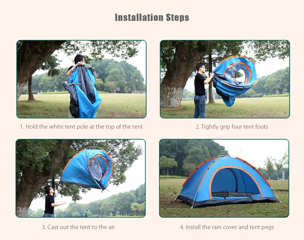 SHENGYUAN Outdoor Water Resistant Automatic Instant Setup Two Doors 3 - 4 Person Camping Tent with Canopy