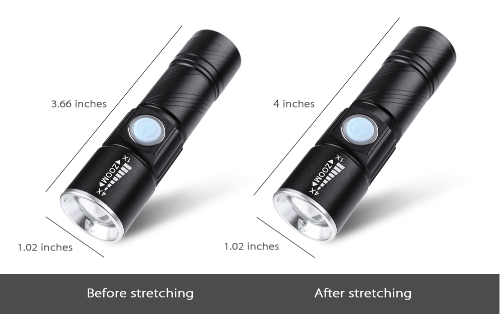 CYCLE ZONE USB Rechargeable Bike Cycling Stretched Light Bicycle Front Flashlight with Quick Release Clip