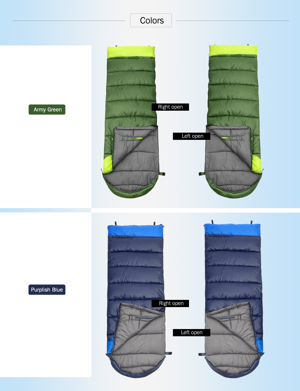WIND TOUR Adult Outdoor Hand Unbound Thickening Envelope Style Sleeping Bag