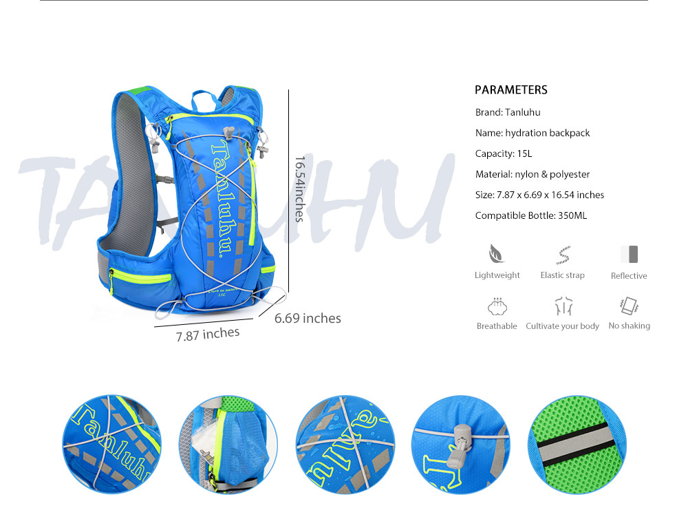 Tanluhu 679 15L Outdoor Backpack Hydration Pack for Running Riding