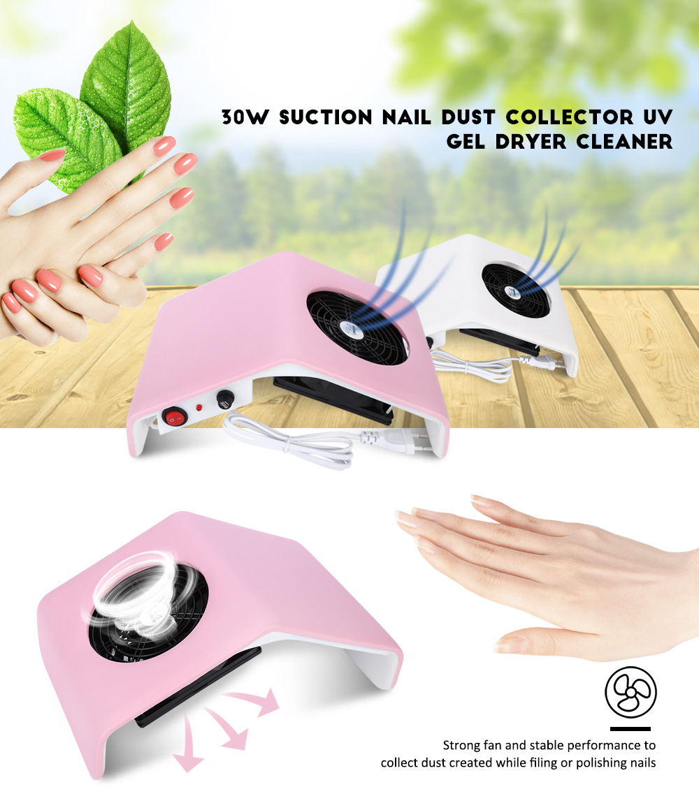 Gustala 30W Nail Suction Dust Collector Manicure UV Gel Tip Machine Vacuum Cleaner