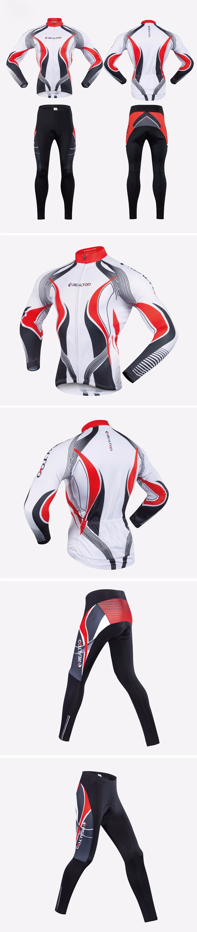 Men Breathable Long-sleeved Riding Clothes Suit with 3D Sponge Padded