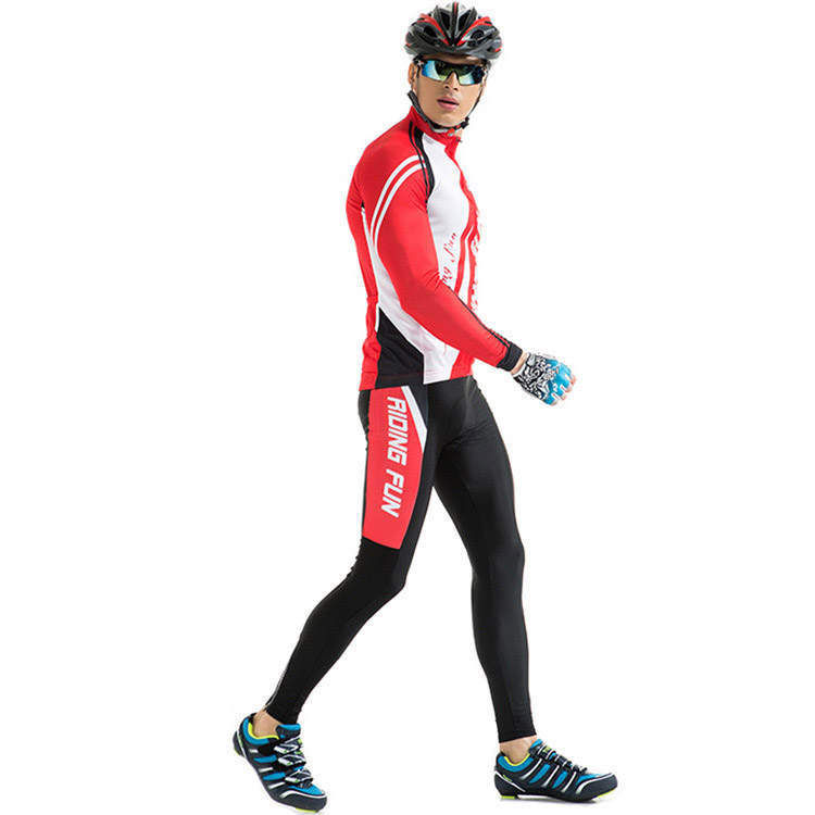 RIDING FUN Men Breathable Long-sleeved Riding Clothes Suit with 3D Sponge Padded