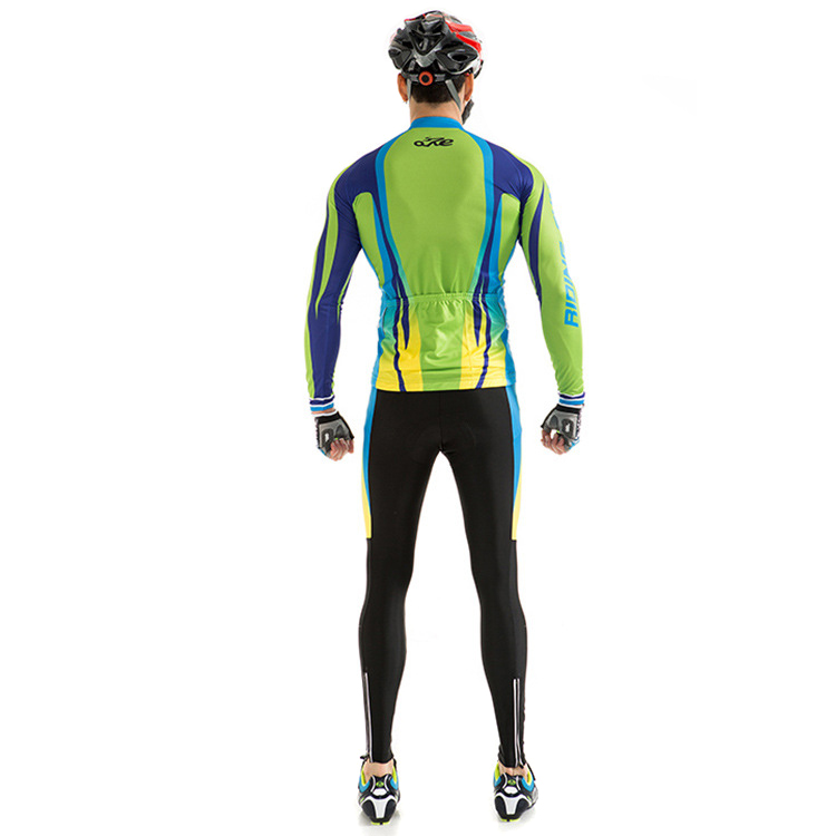 RIDING FUN Men Anti-UV Long-sleeved Riding Clothes Suit with 3D Sponge Cushion