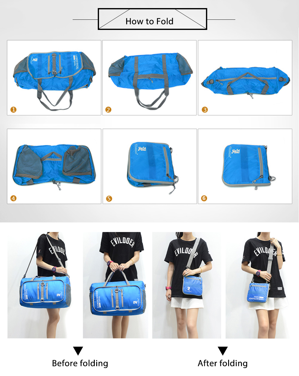 Tanluhu 682 25L Outdoor Large Capacity Foldable Duffle Bag Gym Traveling Luggage Pack