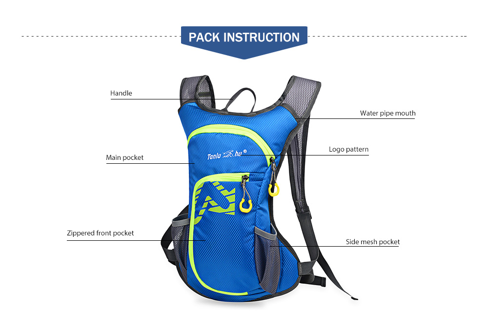 Tanluhu 669 12L Outdoor Backpack Hydration Pack for Running Riding