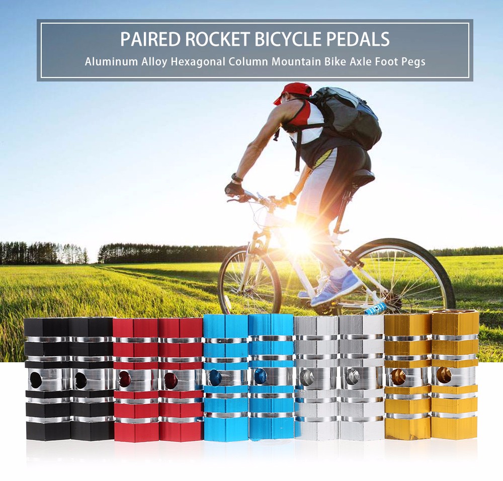 Paired Aluminum Alloy Hexagonal Column Rocket Bicycle Pedals Axle Foot Pegs