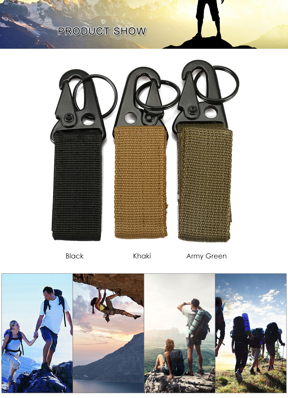Outdoor Tactical Multifunctional Nylon Webbing Belt with Hanging Buckle