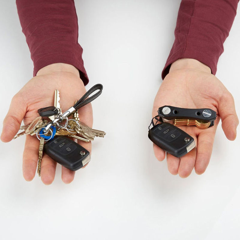 Portable Key Holder Organizer Clip Folder Led Keychain Ring Edc Pocket Tool