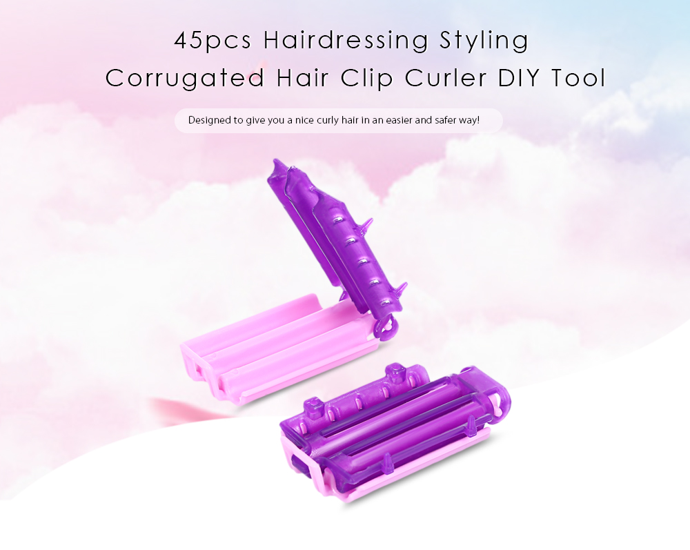 45pcs Corrugated Hair Hairdressing Clip Curler Clamps Rollers Styling DIY Tool