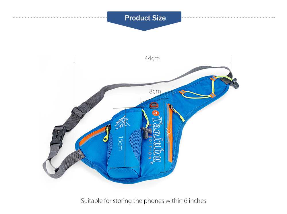 Tanluhu 371 2L Outdoor Running Belt Bag Waist Backpack Water Bottle Holder