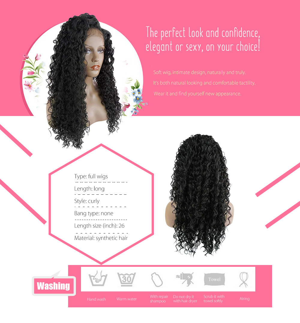 Fluffy Curly Long Lace Frontal Synthetic Wig