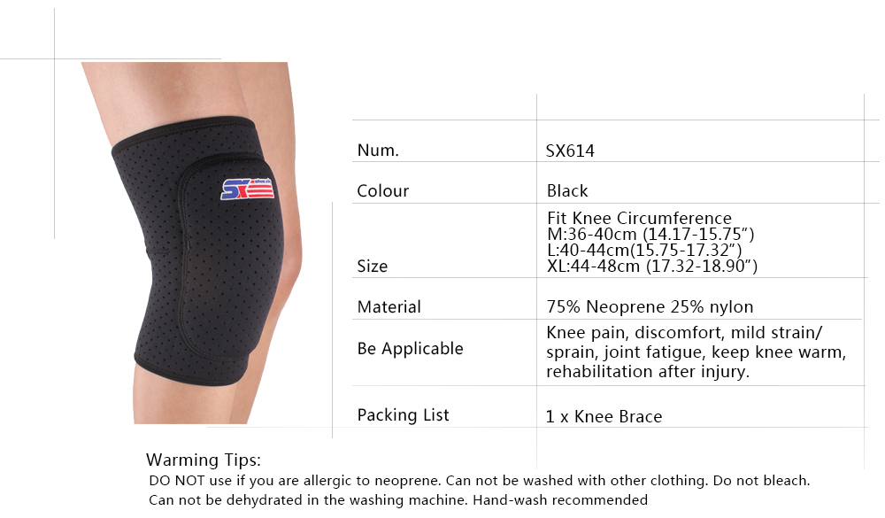 Shou Xin SX614 Thicken Breathable Sport Knee Guard Protector - Black