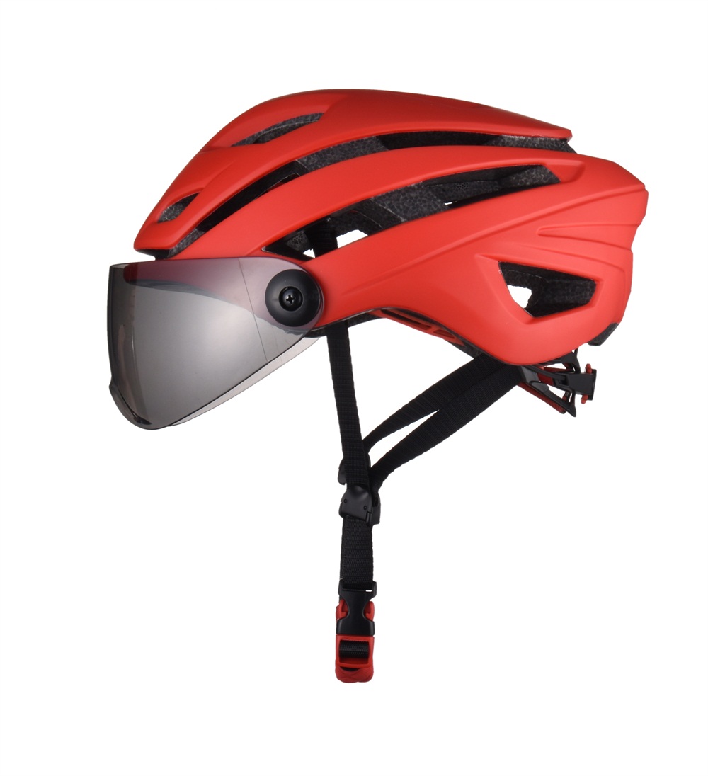 L-002 Bicycle Helmet Bike Cycling Adult Adjustable Unisex Safety with Visor Len