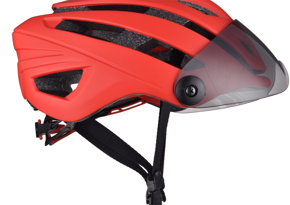 L-002 Bicycle Helmet Bike Cycling Adult Adjustable Unisex Safety with Visor Len