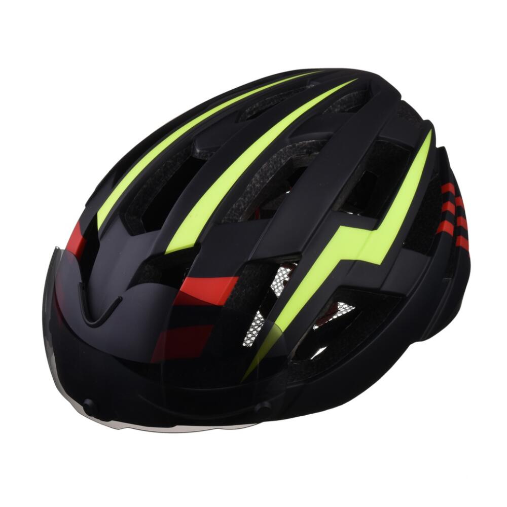 L-003 Bicycle Helmet Bike Cycling Adult Adjustable Unisex Safety Equipment with Visor Len
