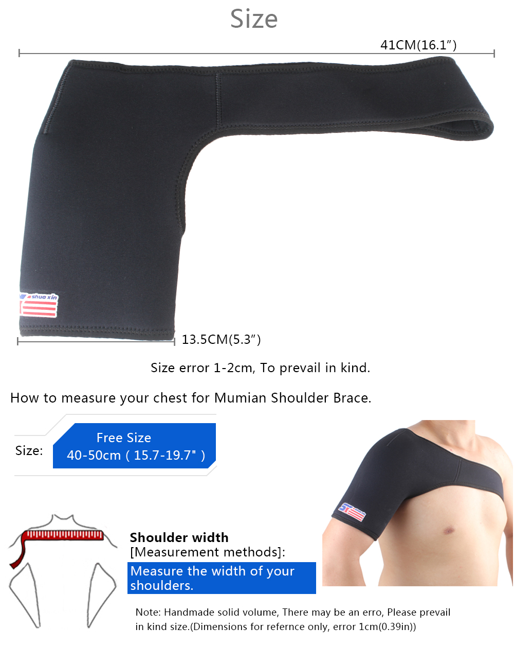 ShuoXin SX548 Sports Single Shoulder Brace Support Strap Wrap Belt Band Pad - Black