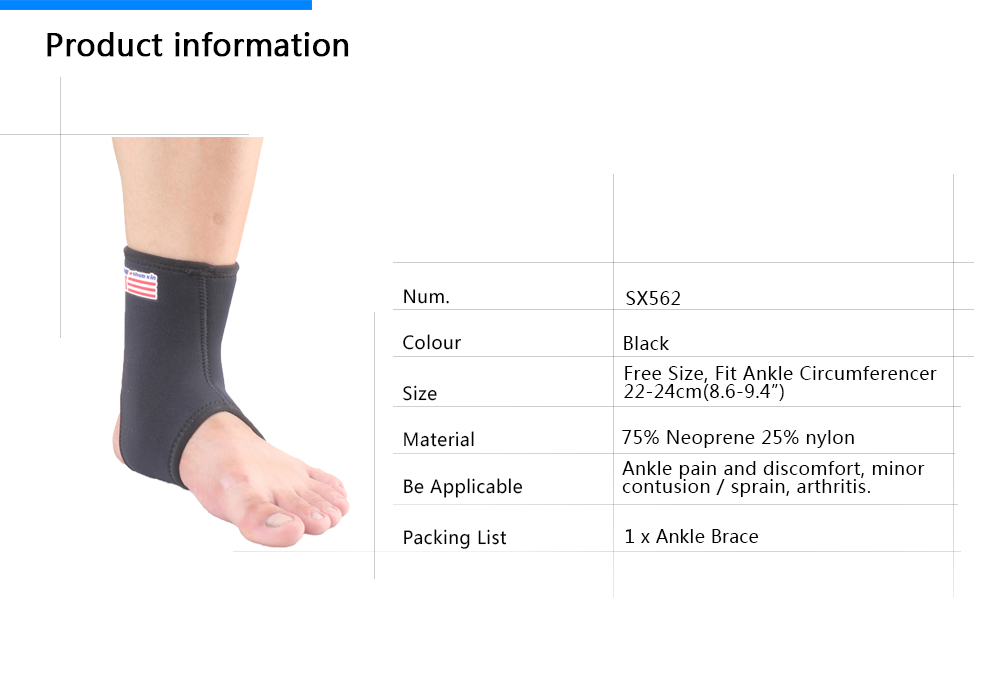 ShuoXin SX562 Sports Basketball Elastic Ankle Foot Brace Support Wrap - Black