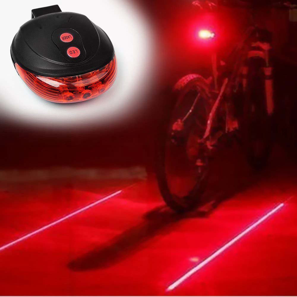 Rear LED Cycling Bicycle Bike Flash Taillight 2 Lasers 5 LED