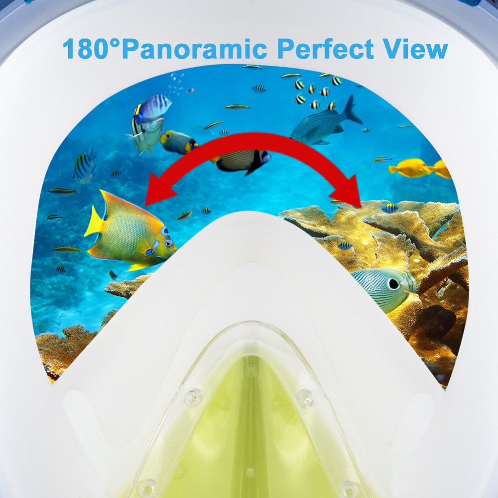 180 Degree Full Face Snorkel Mask Panoramic View Design Diving Scuba Snorkel Go Pro Compatible Snorkeling Mask
