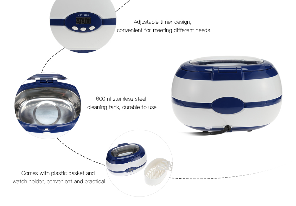 Mini Digital Ultrasonic Cleaner Jewelry Eyeglass Watches Cleaning Machine