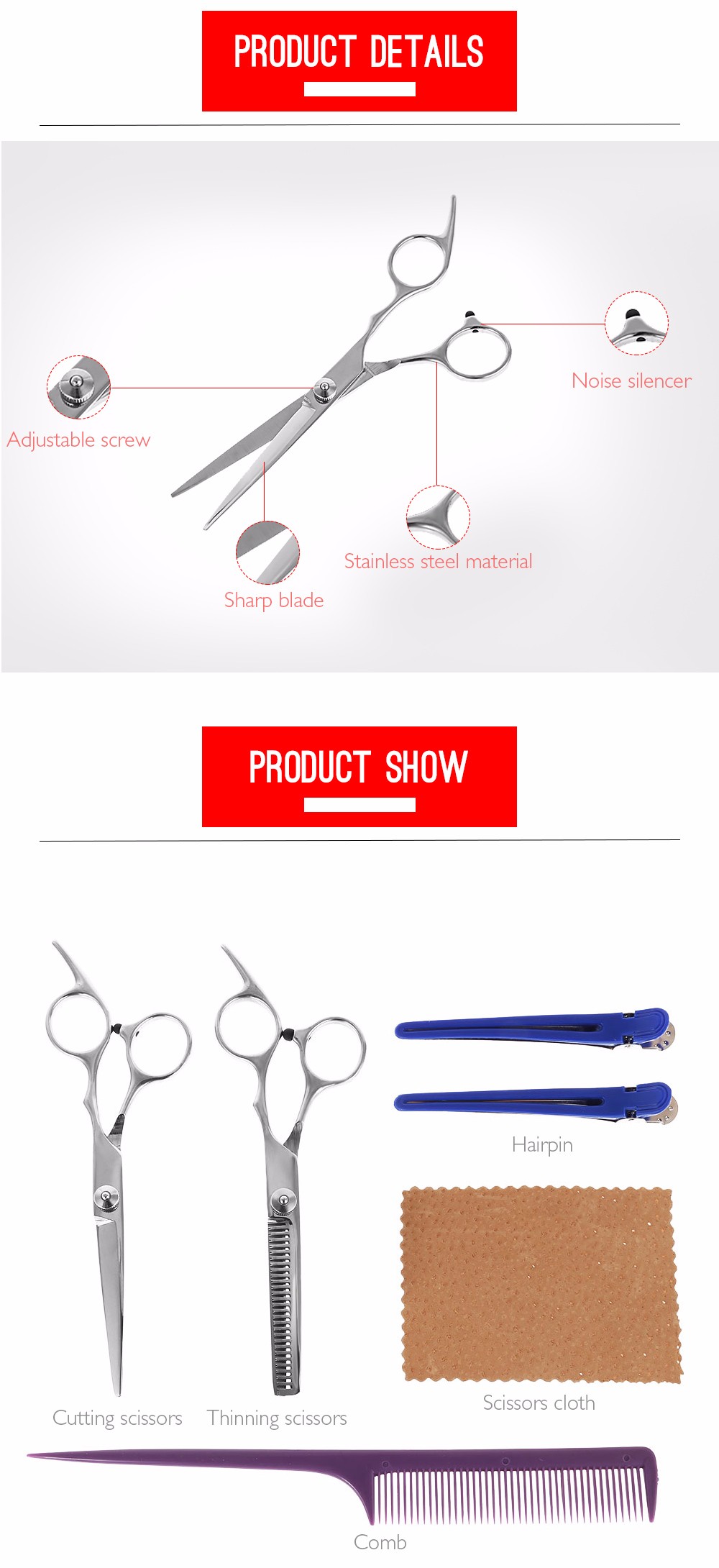 Hair Scissors Set Hairdressing Styling Tools