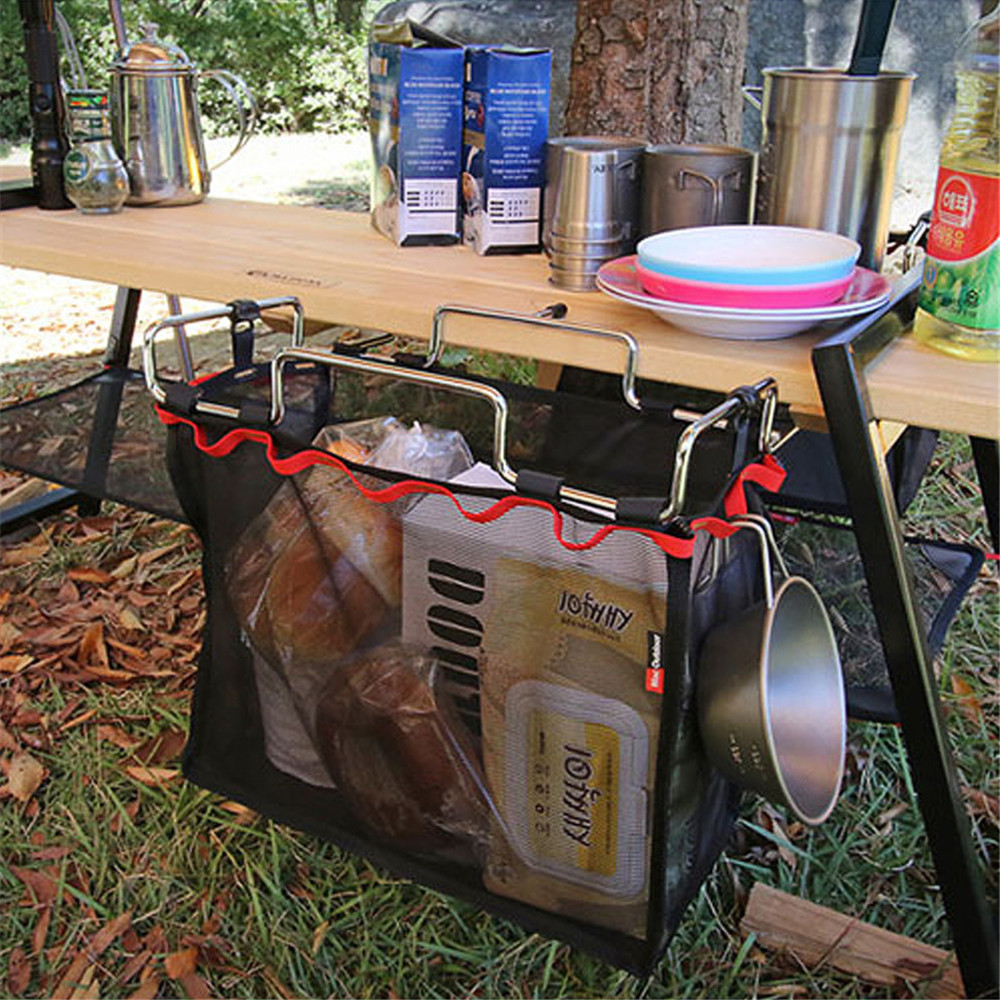 Outdoor Camping Wire Rack Portable Storage Bag Picnic Table Barbecue Kit Kitchen Miscellaneous Net Set
