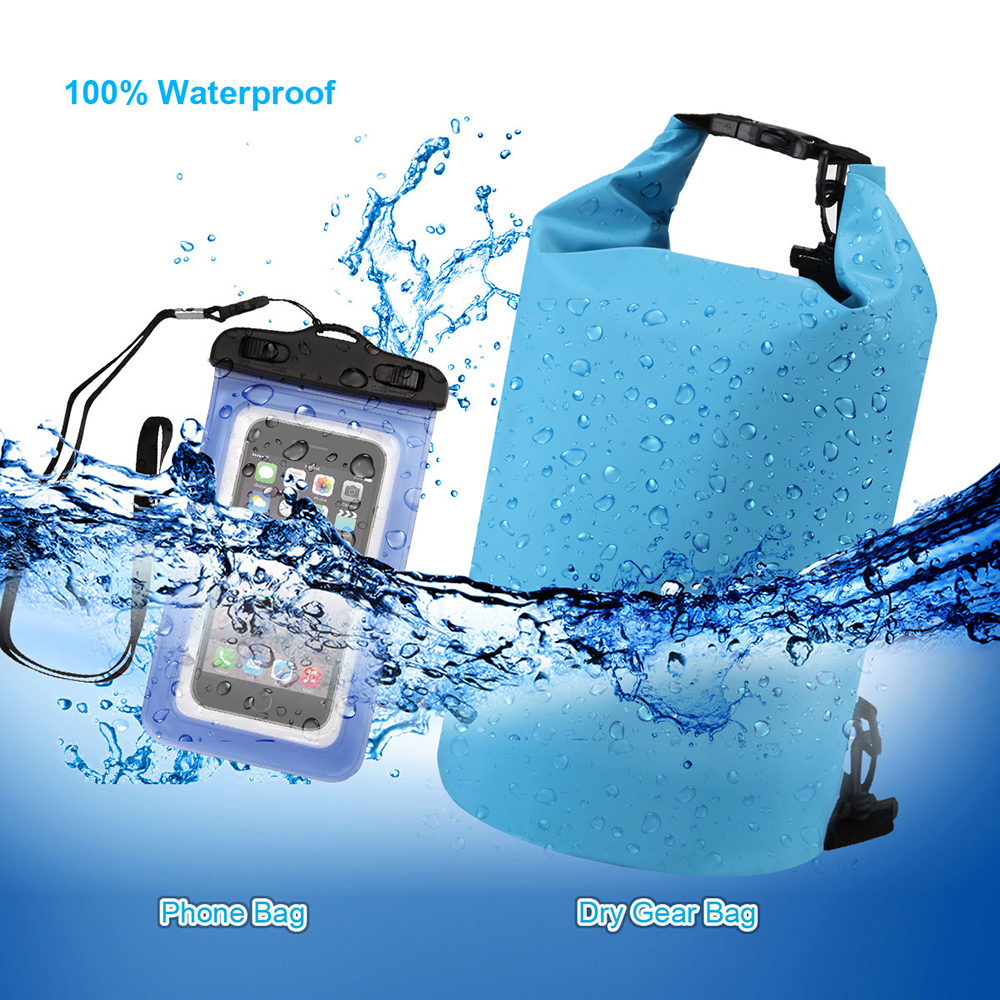 10L Waterproof Gear Storing Dry Bag and Floating Waterproof Phone Case for Swimming Kayaking Rafting Boating Camping