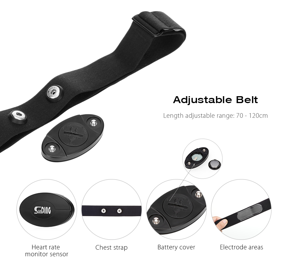 SunDing Outdoor Heart Rate Monitor Chest Strap Bluetooth 4.0 Wireless Band