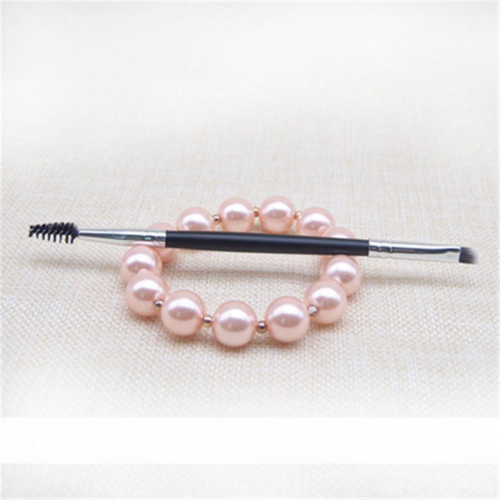2 in 1 Makeup Tool Bamboo Handle Double Eyebrow with Eyelashes Brushes