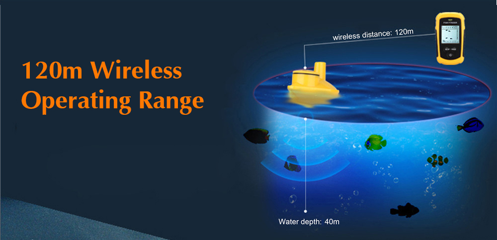 FFW1108 - 1 Wireless Fish Finder Sonar Sensor Transducer Echo Sounder Alarm Detector for Fishing