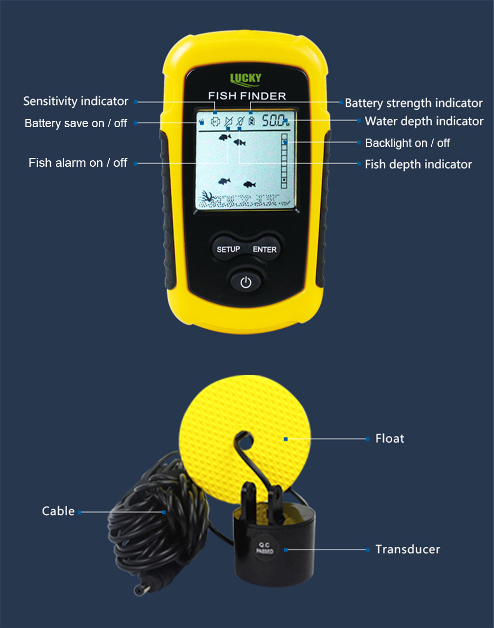 FF1108 - 1 Fish Finder Sonar Sensor Transducer Detector for Fishing
