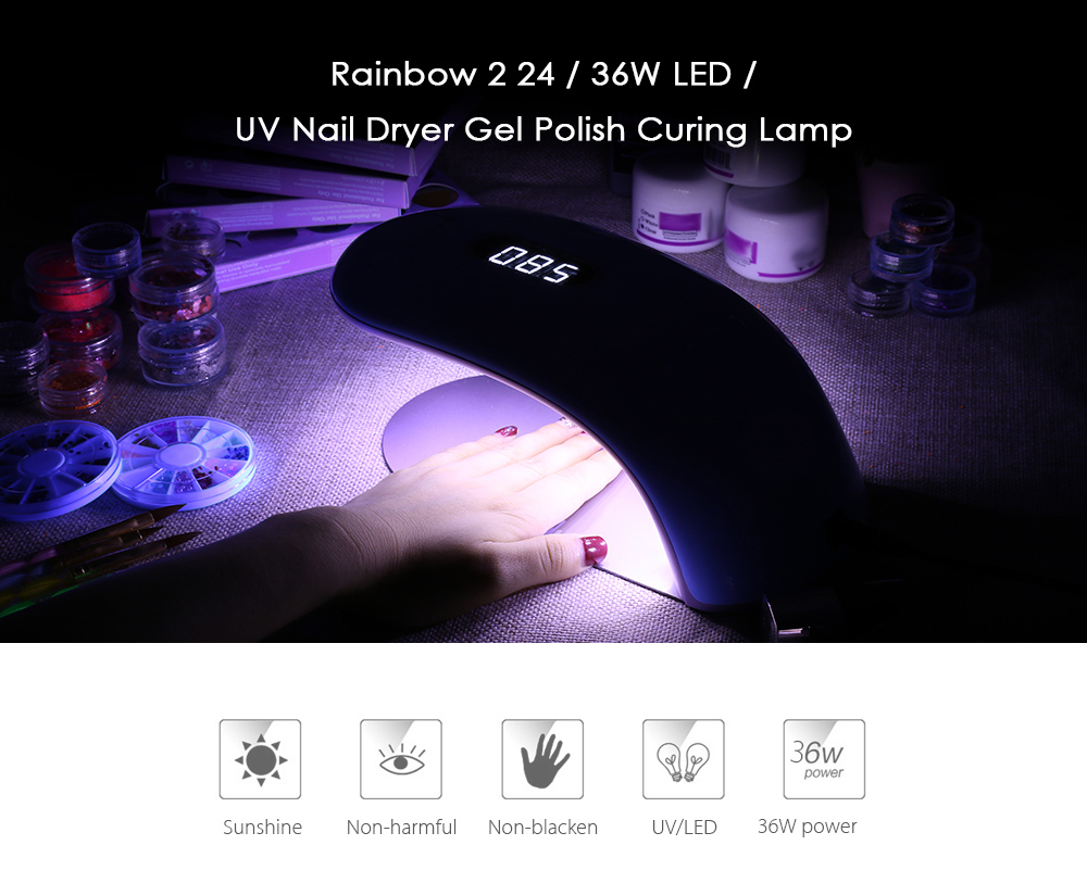 Rainbow 2 24 / 36W LED / UV Nail Dryer Gel Polish Curing Lamp with Automatic Sensor