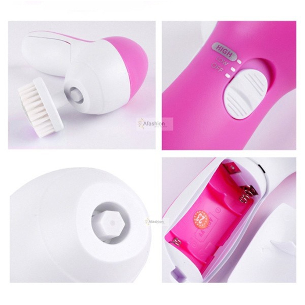 5 in 1 Multifunction Electric Face Facial Cleansing Cleanser Brush Massager Tool