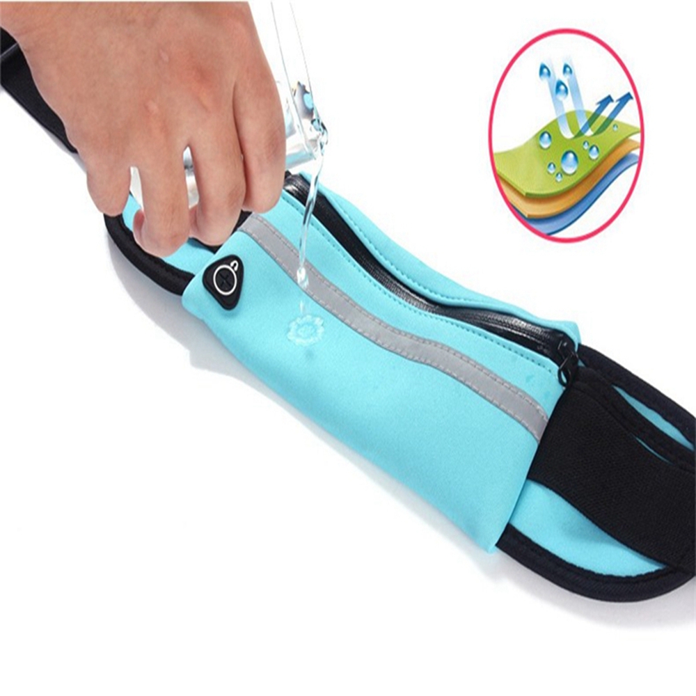Men Women Waist Running Bag with Earphone Slot Waterproof Breathable