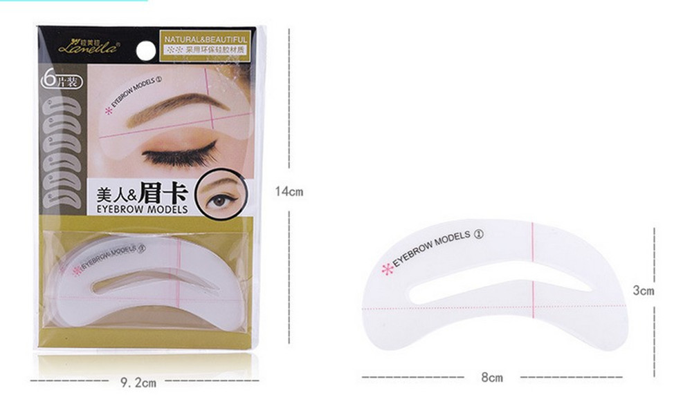 Lameila Different Eyebrow Stencils Reusable Silicone Template Makeup Tool 6PCS