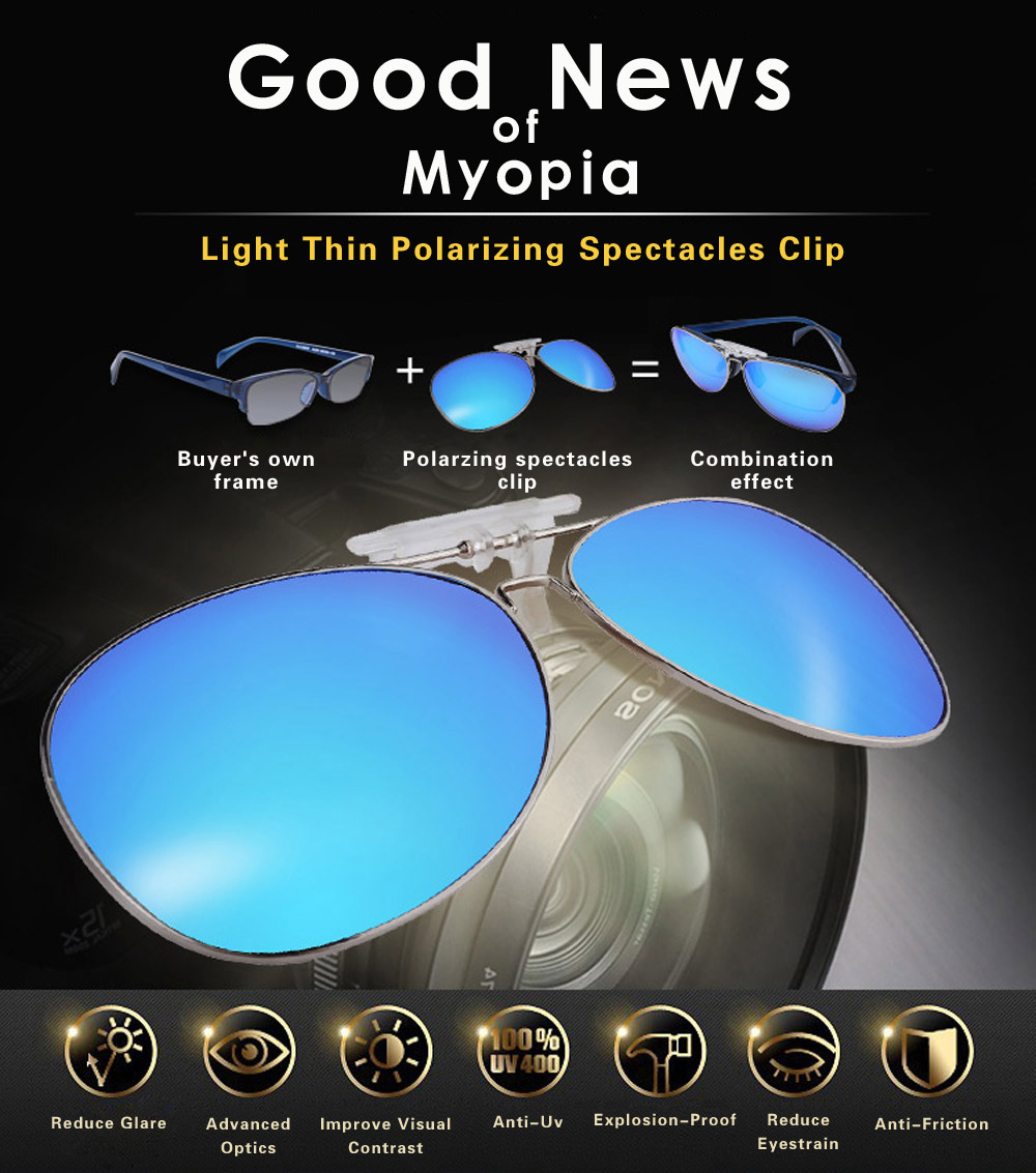 PolarFire Outdoor Anti-Radition Anti UV Sunglasses Flip-Up Polarized Leds Clip Suitable for Myopia