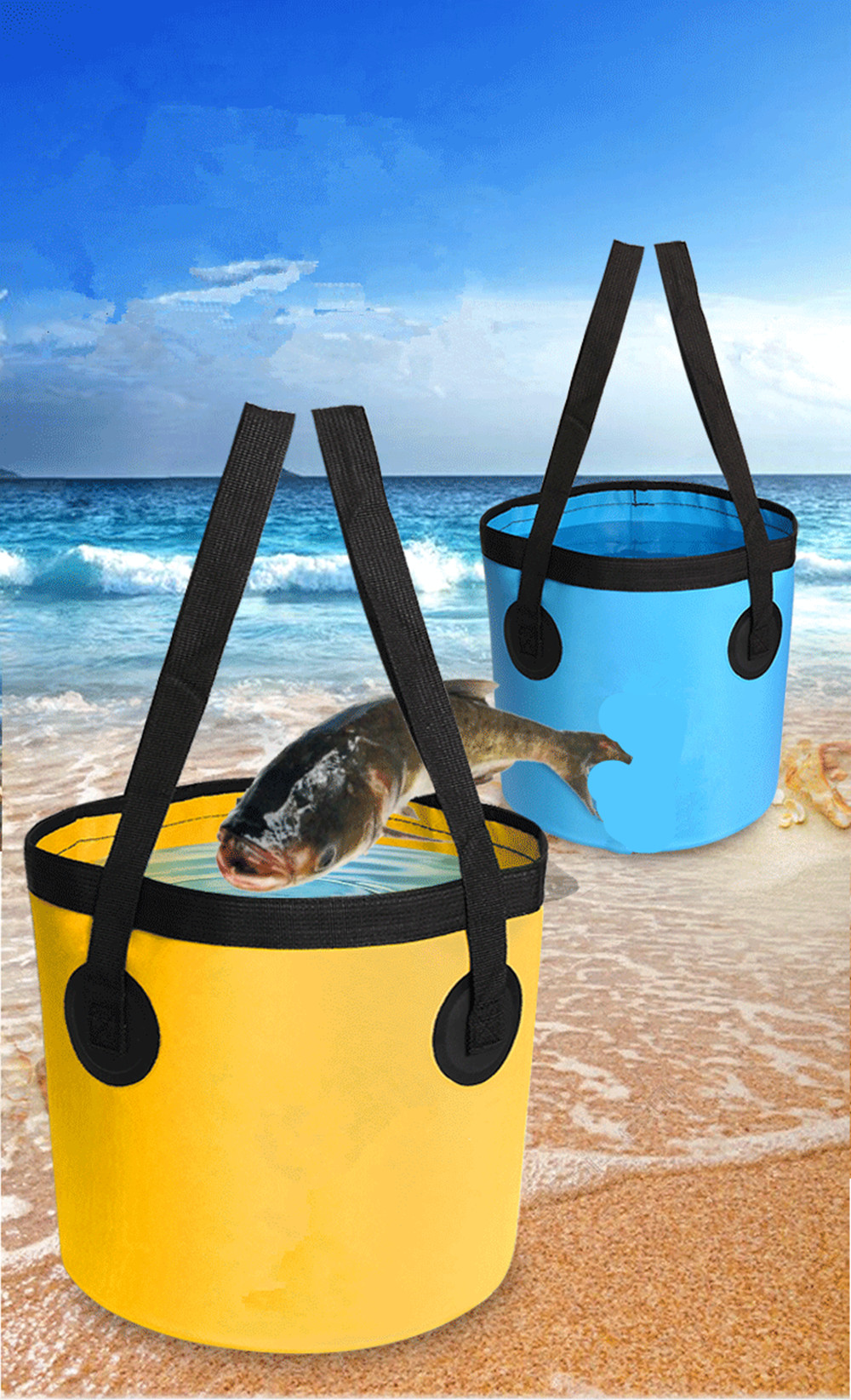 Portable Folding Water Container Lightweight Durable Includes Handy Tool Mesh Pocket