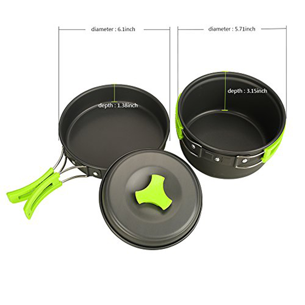 Outdoor Cookware Set Cooking Utensils Lightweight Compact Pot Pan Bowls for Camping Hiking Backpacking Picnic