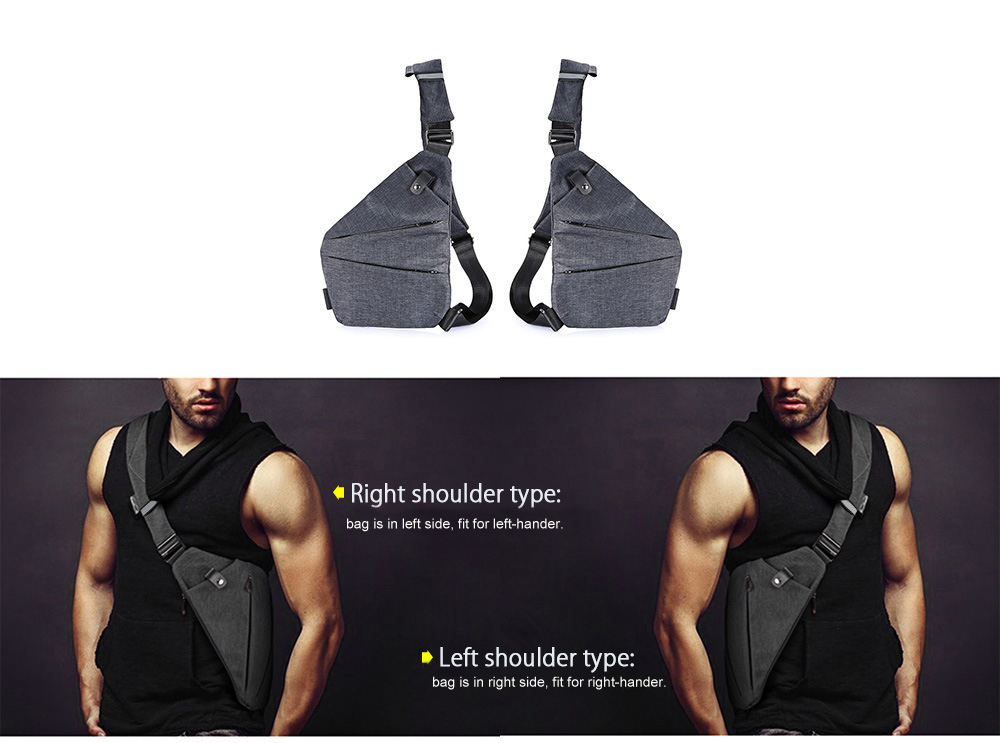 Male Leisure Sling Chest Bag Polyester 3L Pouch with Padded Strap / Back