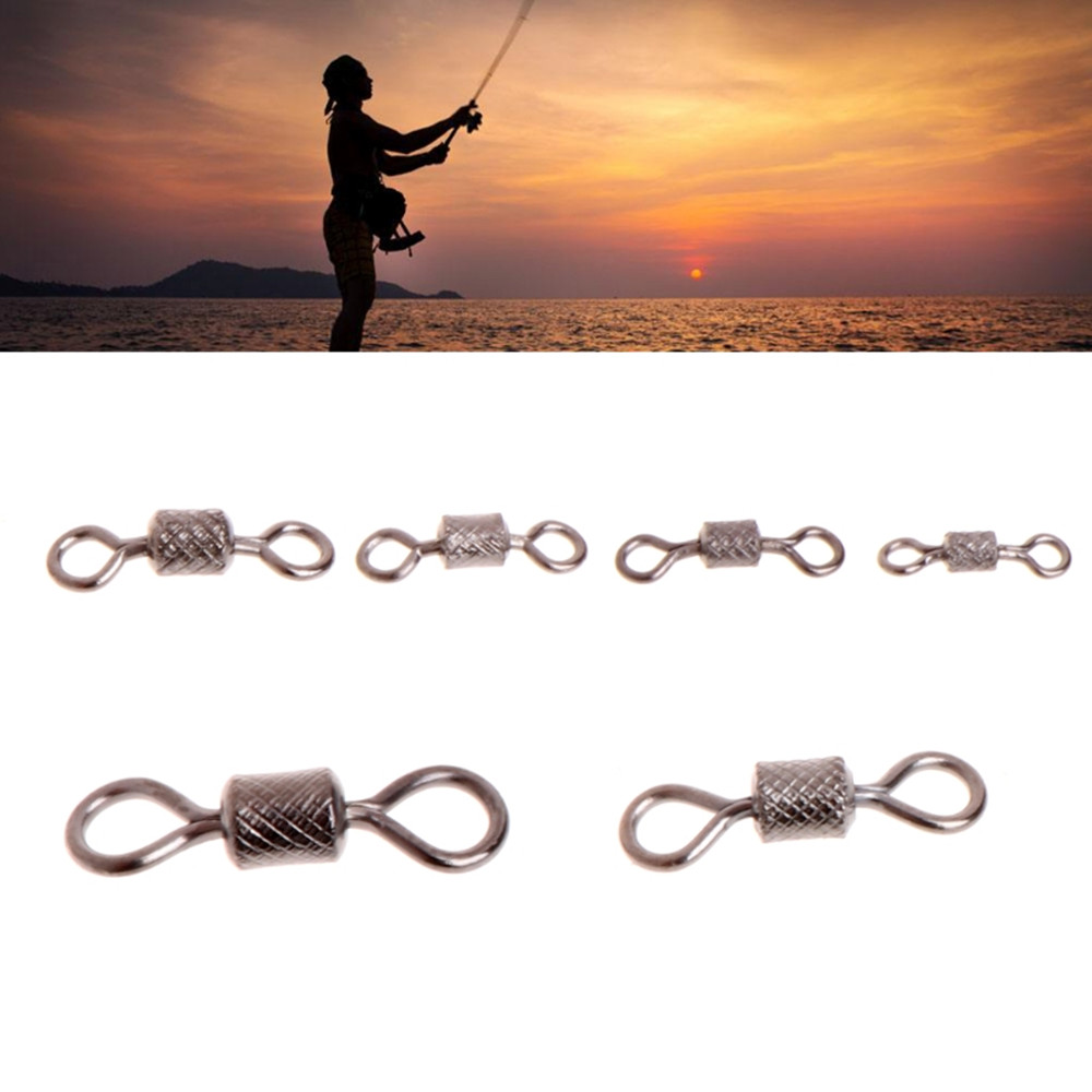 76PCS Ball Bearing Swivel With Safety Snap Solid Rings Rolling for Carp Fishing Accessories
