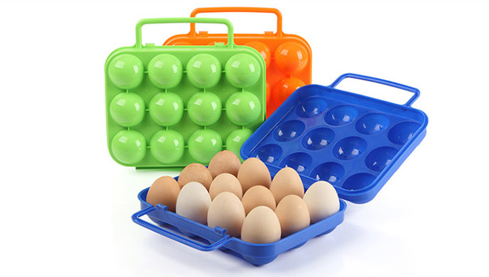 Outdoor Picnic Garden Portable Folding Plastic Carton Storage Tray Box Reusable Container 12 Egg Slots