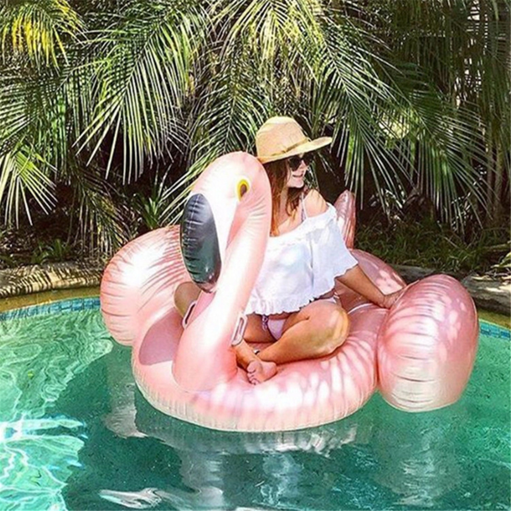 Giant Inflatable Rose Gold Swan Pool Float Row Water Fun Toy